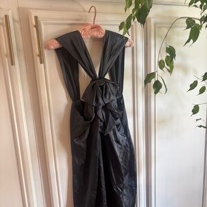 Galliano Black Cut Out Tie Front Cocktail Gown